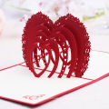 FQ marca al por mayor invitación de boda personalizado 3d corazón rojo amor tarjeta